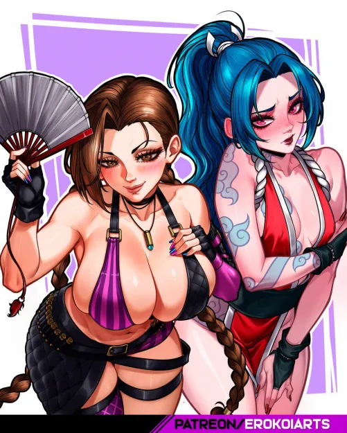 Mai Shiranui and Jinx, clothes swap. [SF6 X LOL] (Koiarts1) Thumbnail