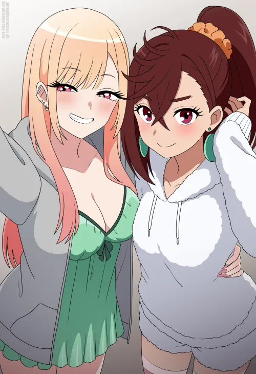Marin and Momo Sleepover Selfie [My Dress-Up Darling x Dandadan] Thumbnail