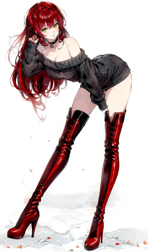 Matching Red Thigh Boots Thumbnail