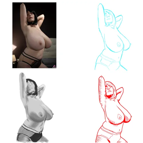 Messy Cleo: Pencil, Ink & Paint Study by Me Thumbnail