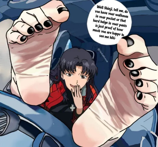 Misato teasing Shinji with her soles (OC comission) Thumbnail