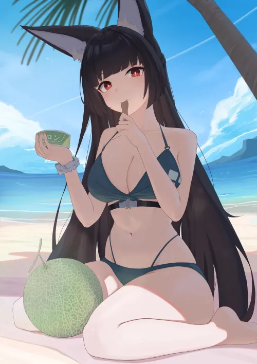 Miyabi enjoying her treat Thumbnail