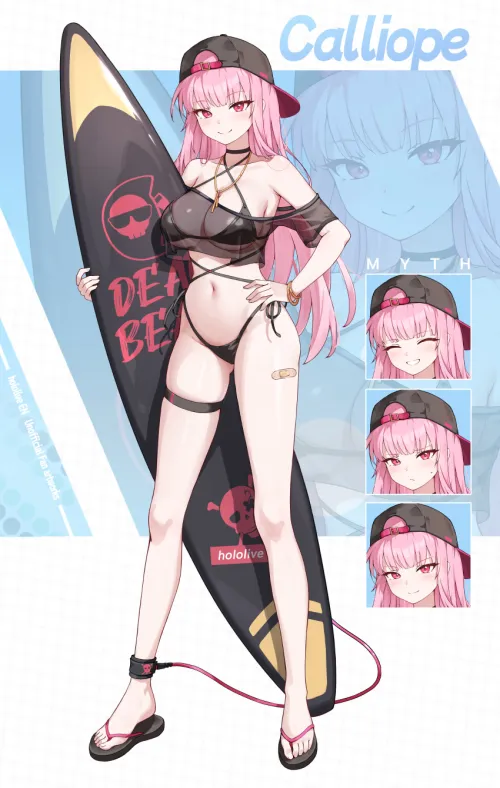 Mori Calliope with surf board Thumbnail