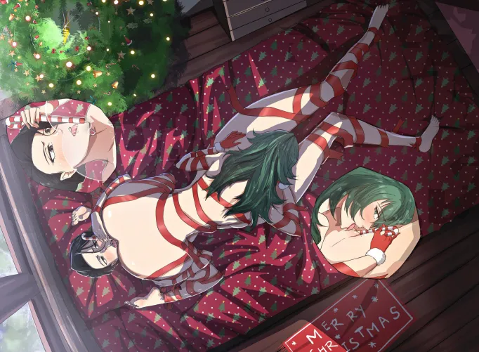 Mother and daughter having some christmas fun Thumbnail