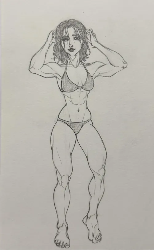 Muscular Girl Sketch Thumbnail