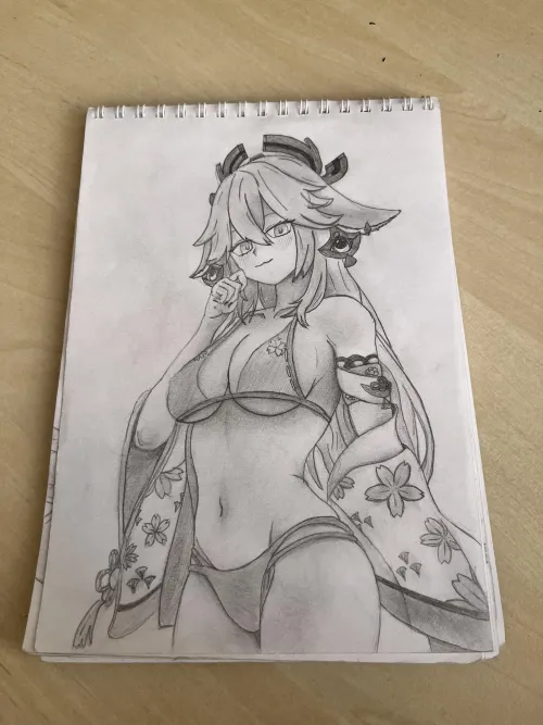 My friend just sketched Yae Miko Thumbnail