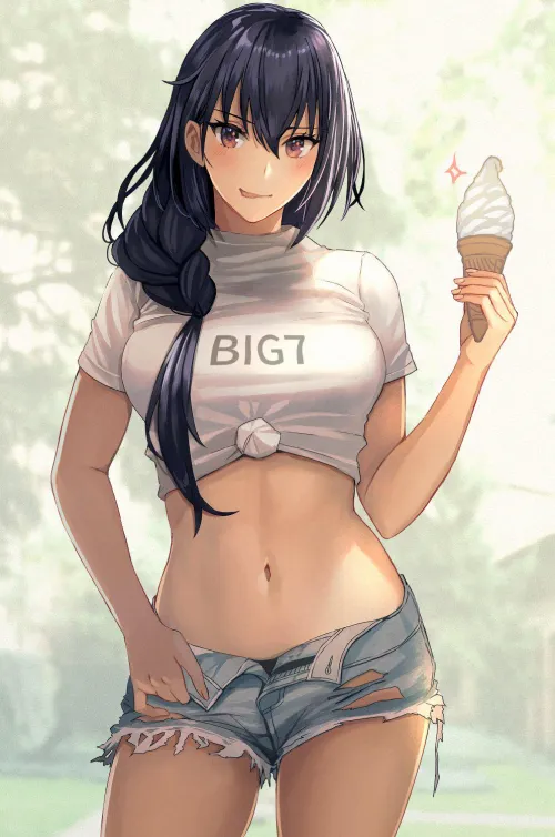 Nagato's delicious midriff and ice cream Thumbnail