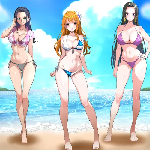 Nami, Robin, and Boa Hancock At The Beach (Doriane) Thumbnail