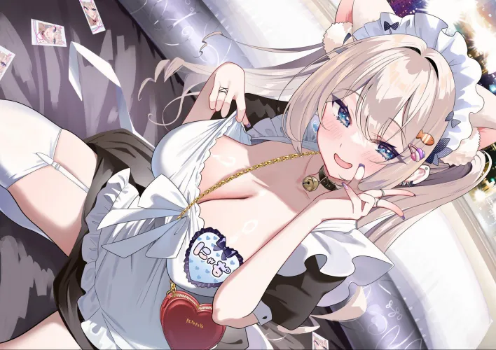 Neko maid teasing her boobs Thumbnail