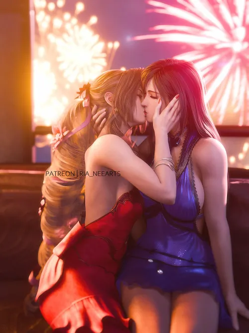 New years kiss - Aerith x Tifa (Ria_neearts) Thumbnail