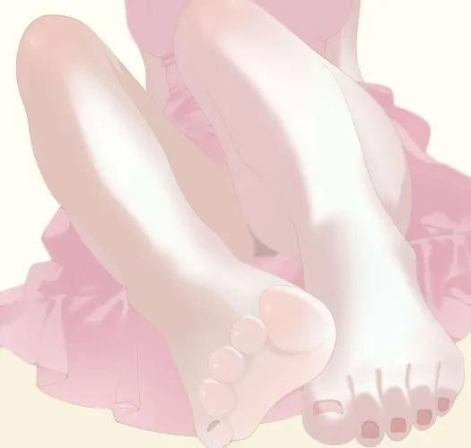 OC perfect feet of girl in a cute pink dress Thumbnail