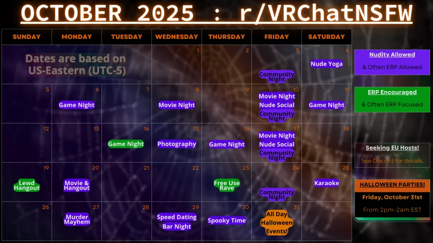 Official VRChatNSFW October Events! (read below) Thumbnail