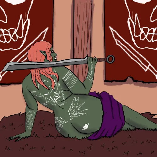 Orc Pinup Girl by Me [OC] Thumbnail