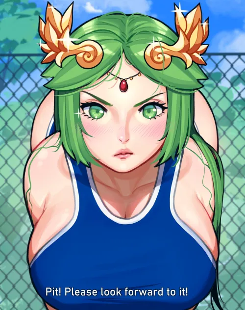 Palutena's message to look forward to the New Year! And for Pit to look forward to her body getting wet at the pool Thumbnail