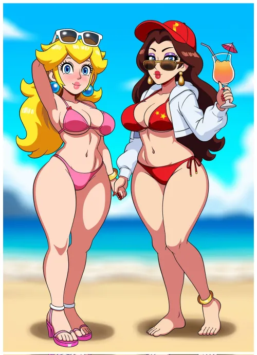 Pauline and Peach at the beach (Woomy) Thumbnail
