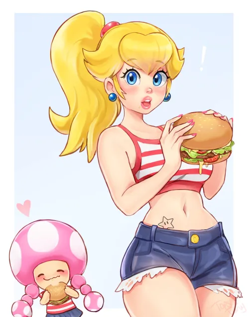Peach with burger (topsieturvy) Thumbnail