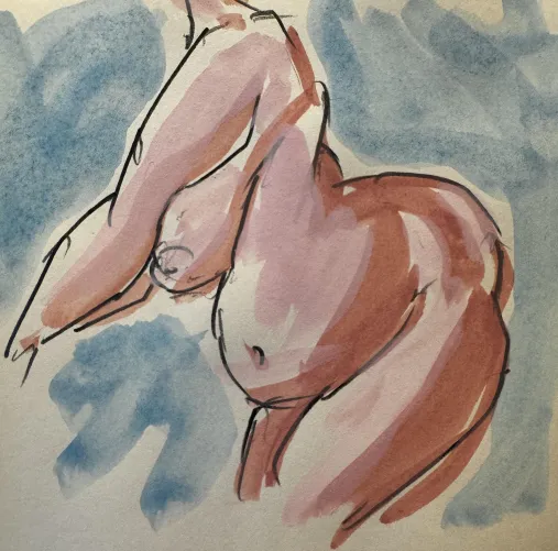 Pink study 1, gouache by me Thumbnail