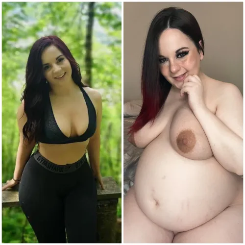 Pre pregnancy vs 9 months pregnant Thumbnail
