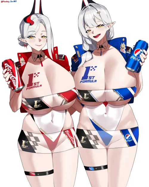 Race Queens Carmilla/Altermilla asking you which drink you want (Monkey Jon) [Fate/Grand Order] Thumbnail