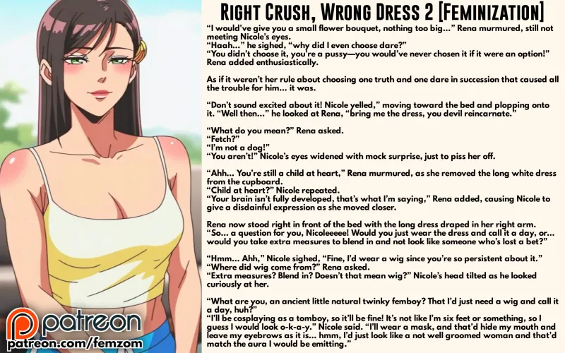 Right Crush, Wrong Dress 2 Feminization Caption Thumbnail