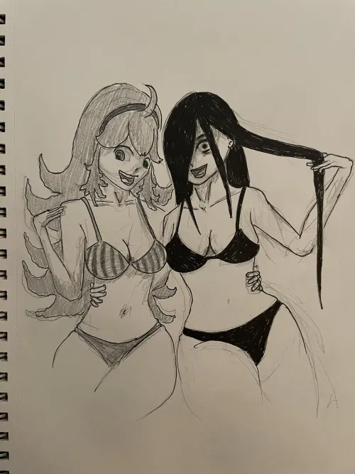 Sadako and Hex Maniac in bikinis sketch  Thumbnail