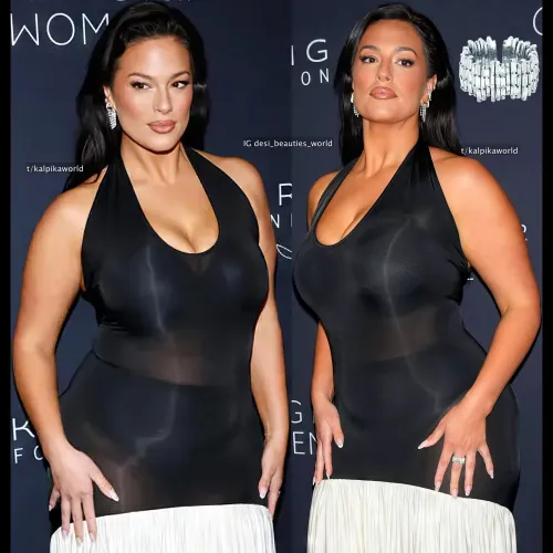 Sexy face, thick arms and lovely cleavage of Ashley Graham Thumbnail