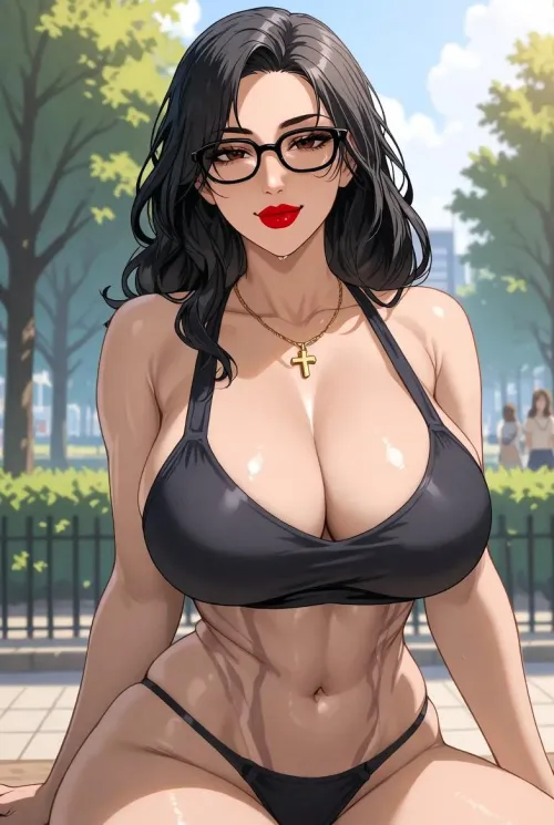Sexy milf in the park Thumbnail