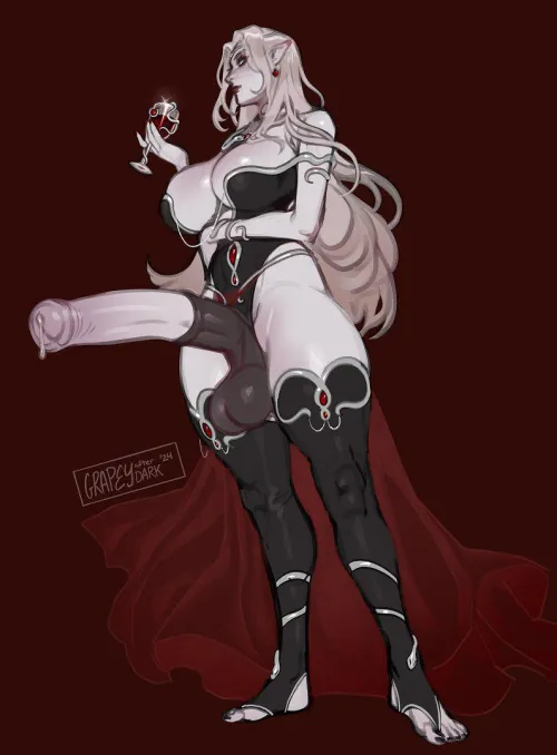 Silvane Zatrias drinking and leaking at the same time (by GrapeyAfterDark) Thumbnail