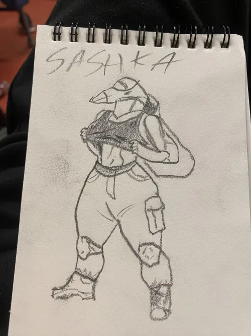 Sketch of Sashka. SU57 [F] By Me.      what do you guys think about it? Should I start making it digital or go back to the sketching stage? (Note some details and etc are wrong cuz well it’s the sketch, not the finished thing) Thumbnail