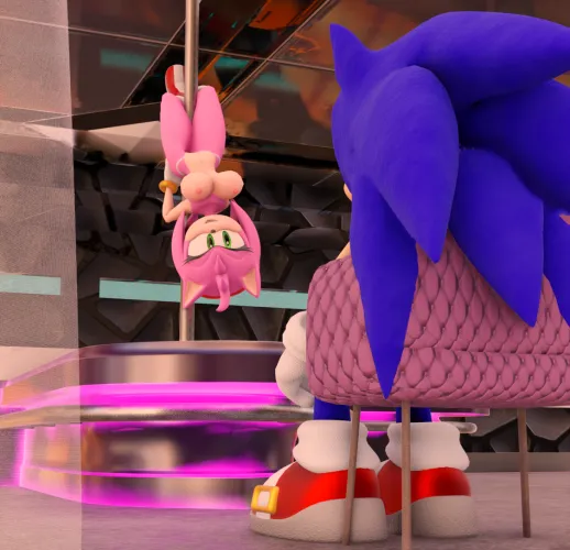 Sonic watching Amy Rose poll dance (shadowyartsdirty) Thumbnail