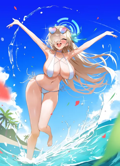 Swimsuit Asuna playing with water Thumbnail