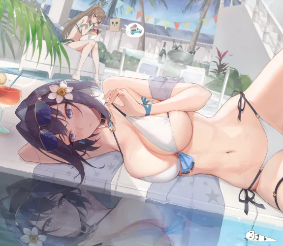 Swimsuit Kronii floating in a pool  Thumbnail