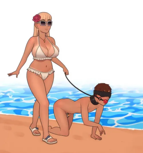 Taking her pet for a walk Thumbnail