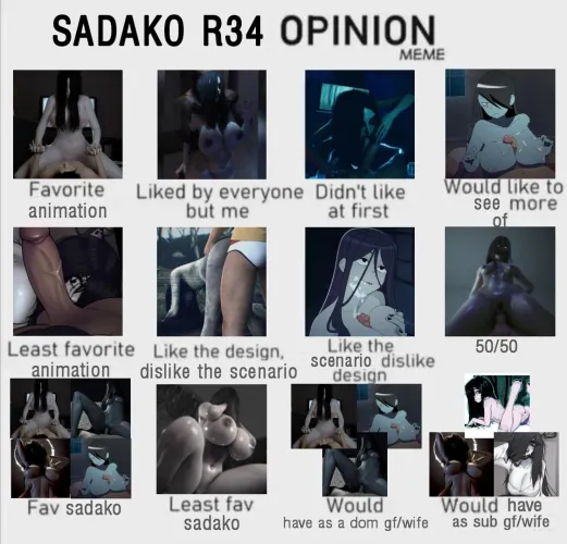 The 'fandom opinion' meme but with Sadako Rule34 (ones I've seen) Thumbnail