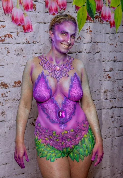 The garden fairy body painting in progress! Three hours in and almost complete! Thumbnail
