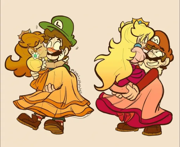 The Plumbers holding their Princesses (SarahSketches) Thumbnail