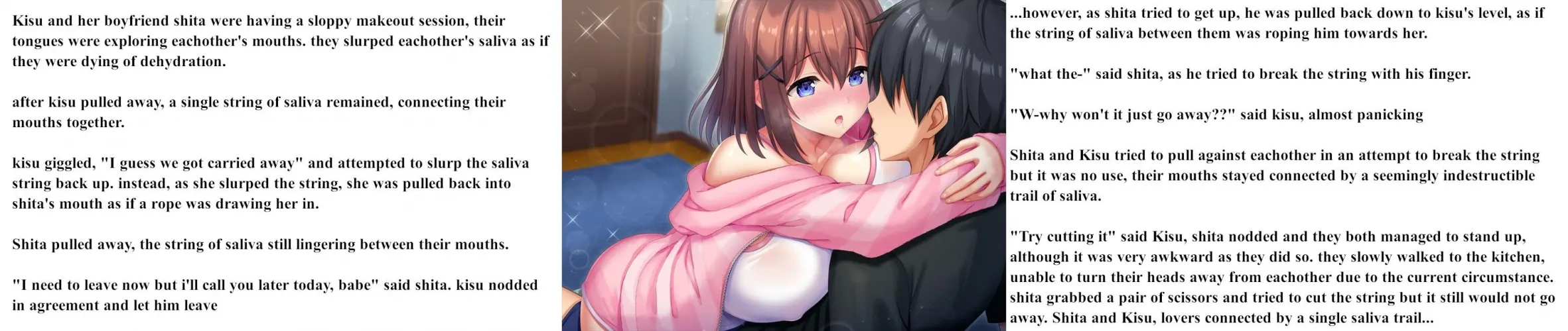 The Saliva String... [Hetero] [Vanilla] [Kissing] [Boyfriend & Girlfriend] [Stuck Together] [Saliva Trail] Thumbnail