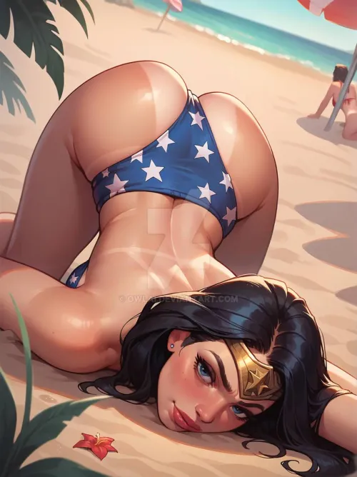 Topless Diana at the Beach Thumbnail