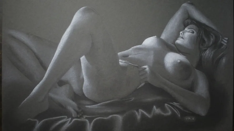 Untitled one from the 90s. Charcoal on board. By me. Thumbnail