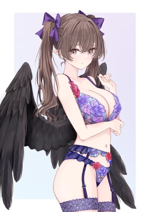 Wearing really fancy purple lingerie Thumbnail