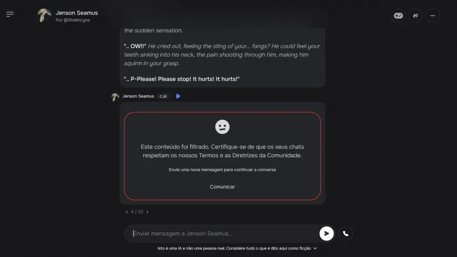 Well.. can't roleplay as a vampiress. What a shame. The filter is the worse thing on that site, honestly. Too bad I can't make sillytavern really work properly. Thumbnail
