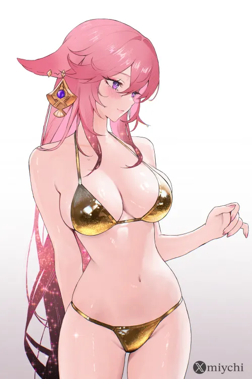 Yae in gold bikini (miychi) Thumbnail
