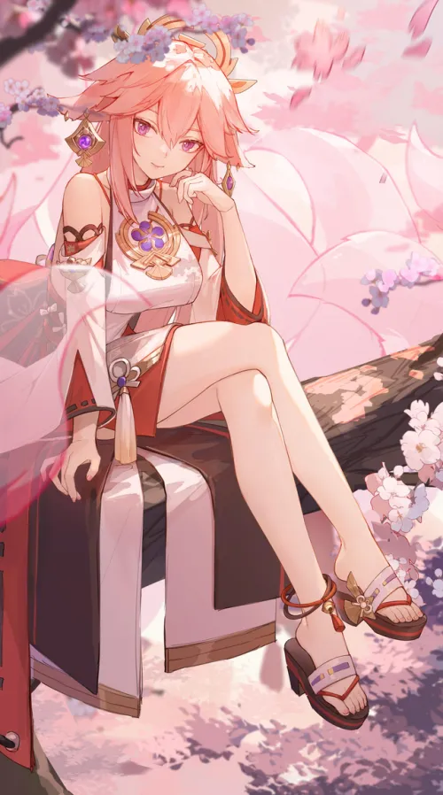 Yae Miko sitting in a tree Thumbnail