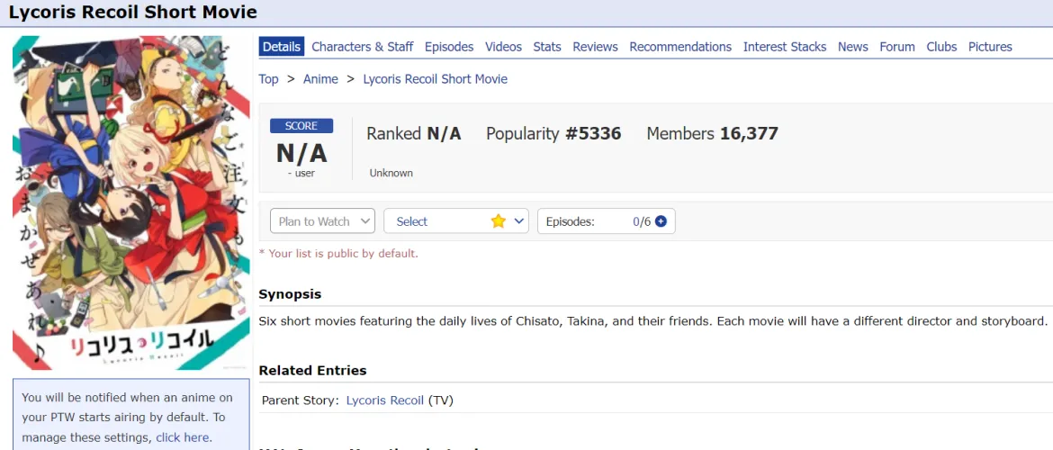 Yooooo ! Lycoris recoil short movies announced ! Thumbnail